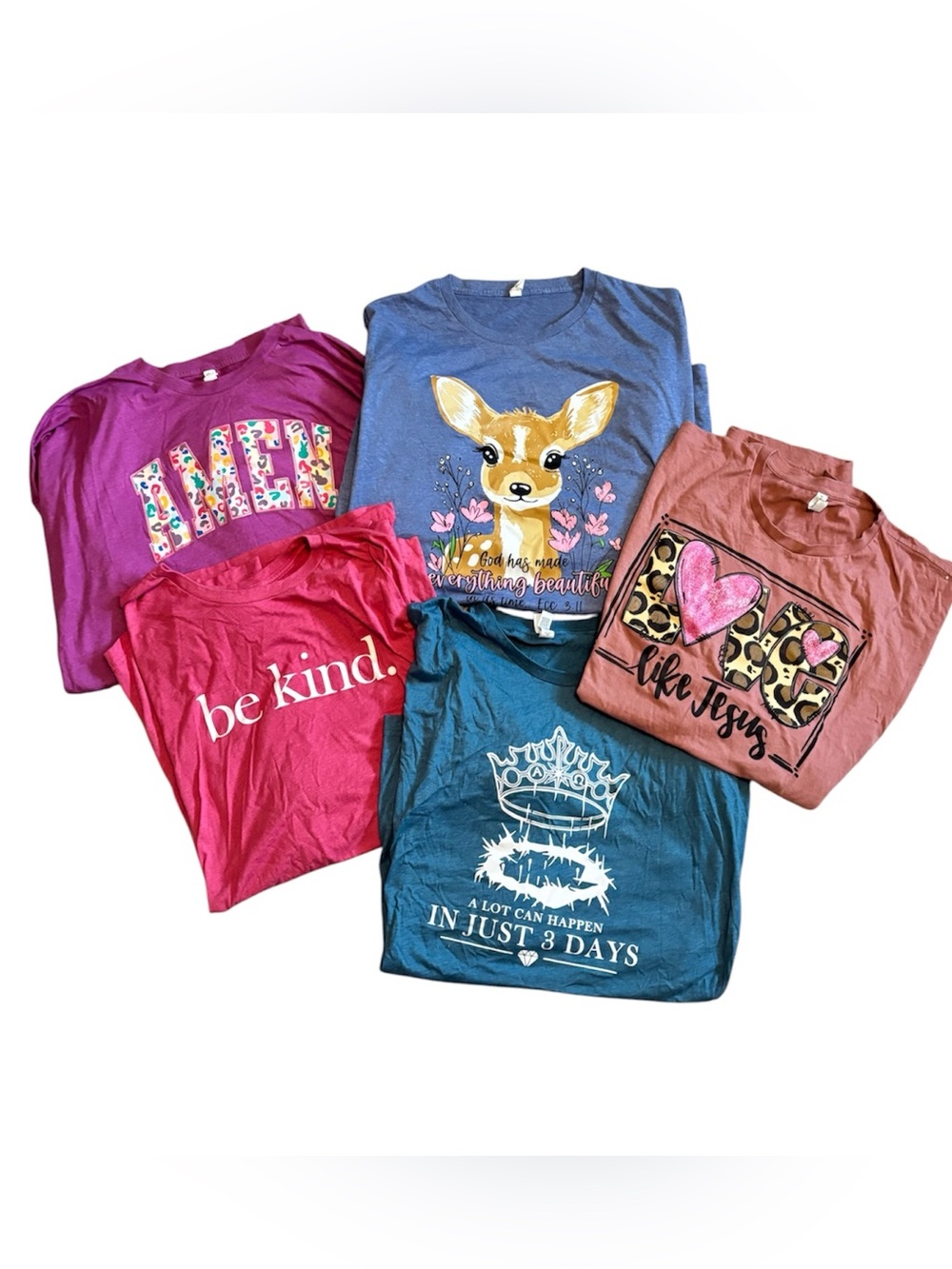 Bundle of Christian Plus Sized Graphics & Positive Sayings T-shirts 4X